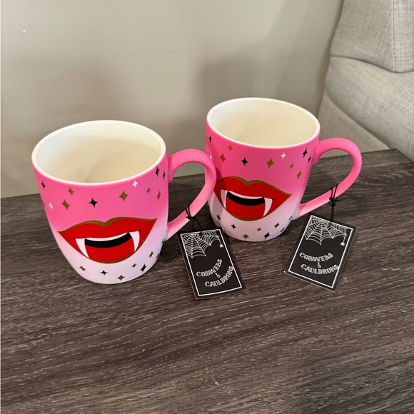 Cobwebs & Cauldron Halloween Vampire FANGS Halloween “Soft touch “ Mugs - Picture 2 of 7